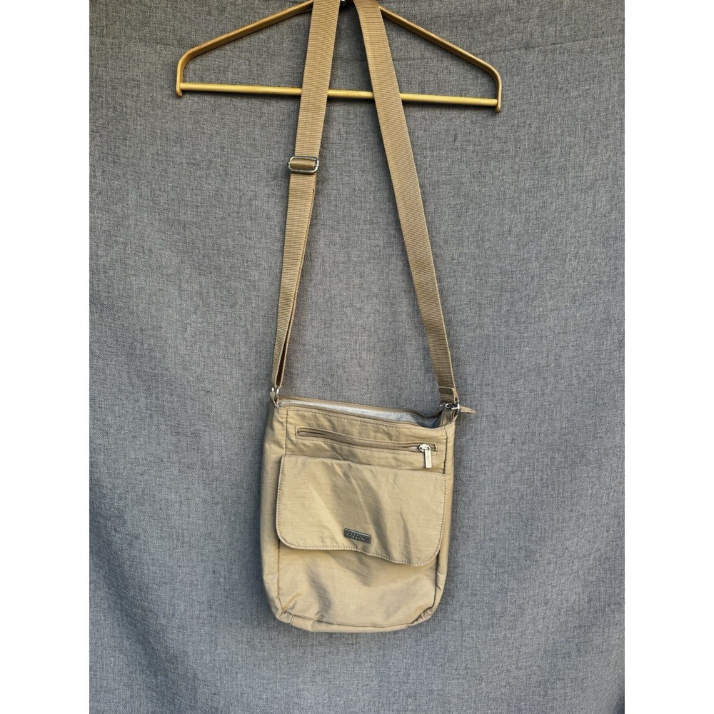 Baggallini Purse Handbag Town Bagg Beige/Brown Nylon Pockets Crossbody Travel - Picture 4 of 7